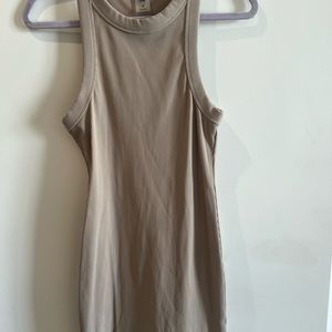 Aritzia Tan Cream Sleeveless Fitted Mini Dress